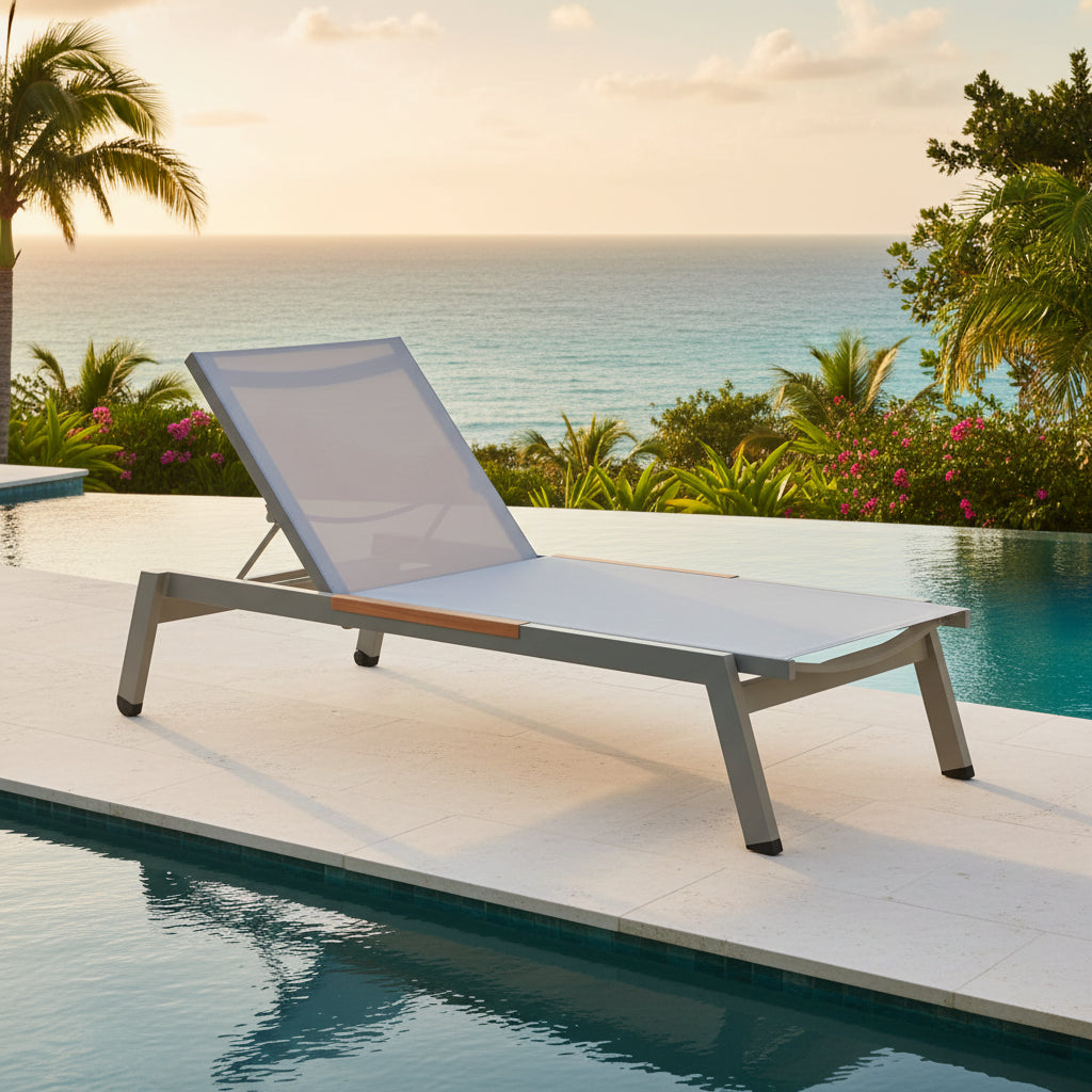 Panama Sun Lounger (Grey) - Quick Ship