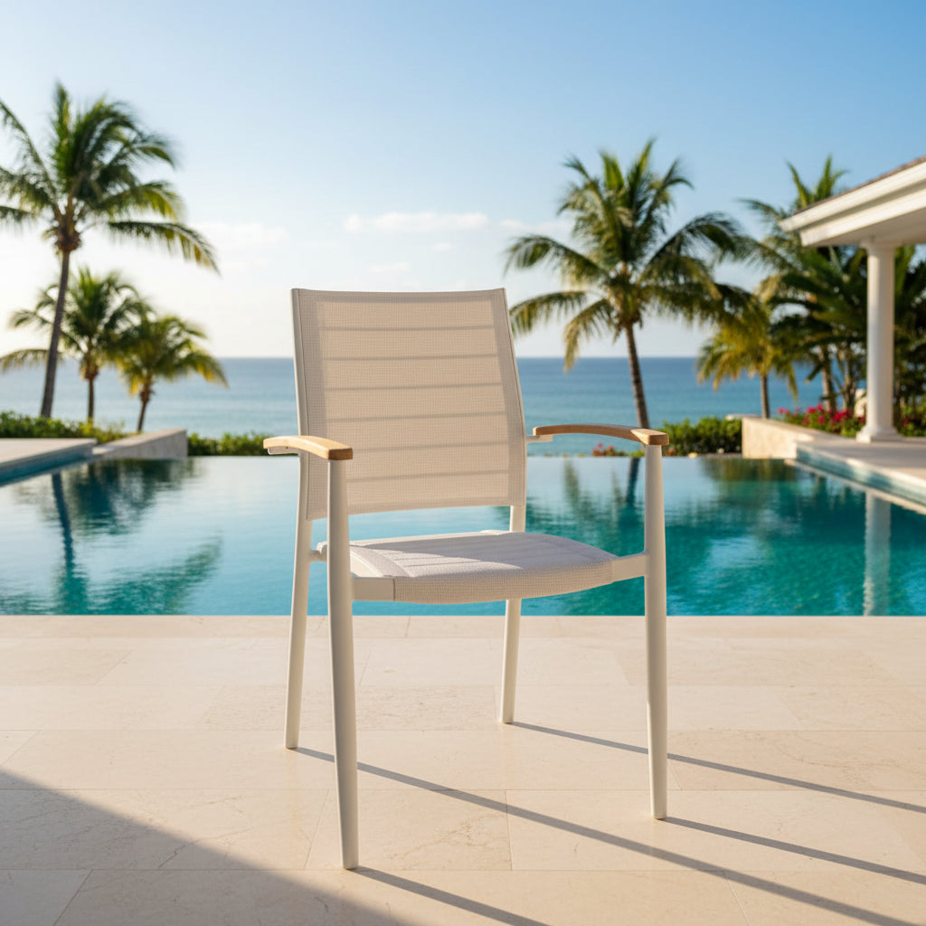 Portals Aluminum Stacking Arm Chair (Light) - Quick Ship