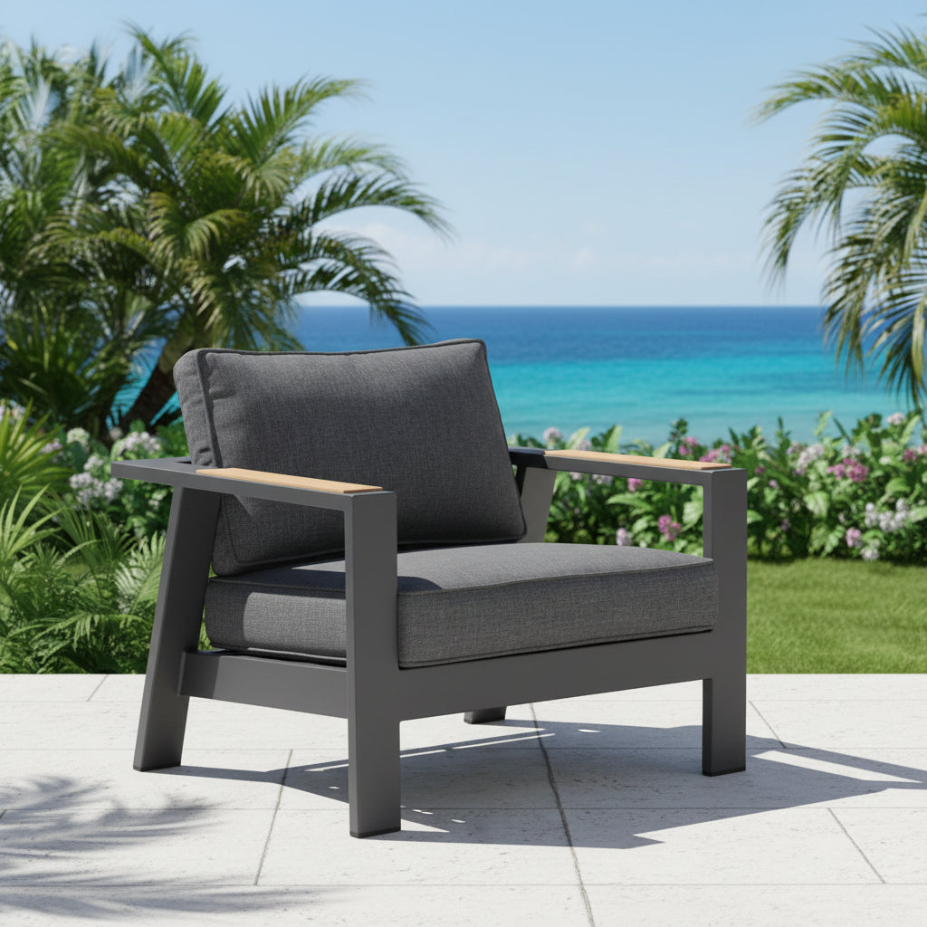 Palau Lounge Arm Chair (Dark) - Quick Ship