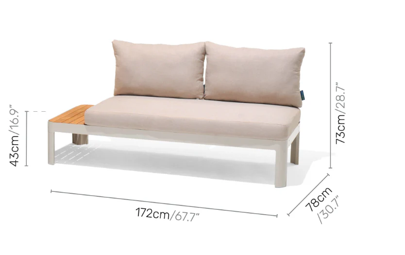 Portals Sectional 2 Seater Light Sofa (Light) - Quick Ship