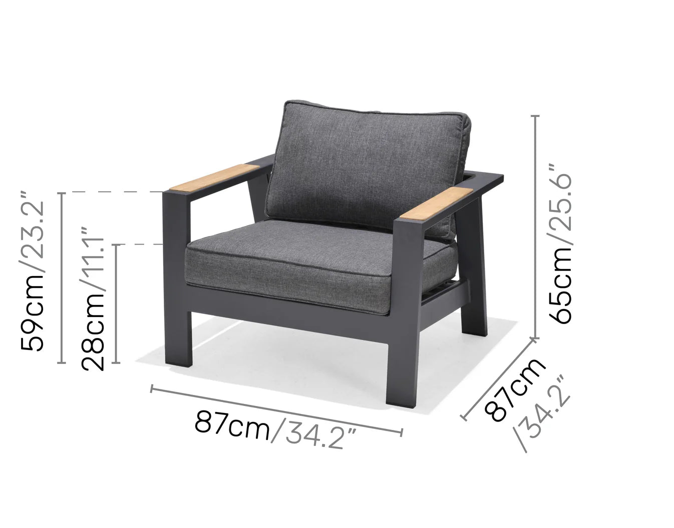 Palau Lounge Arm Chair (Dark) - Quick Ship
