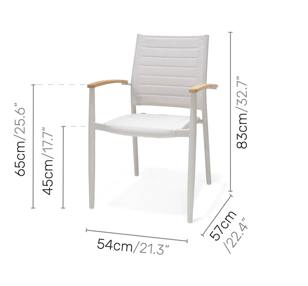 Portals Aluminum Stacking Arm Chair (Light) - Quick Ship