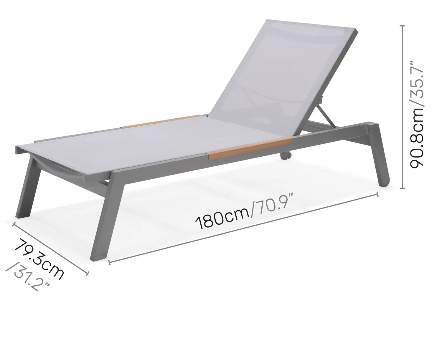 Panama Sun Lounger (Grey) - Quick Ship