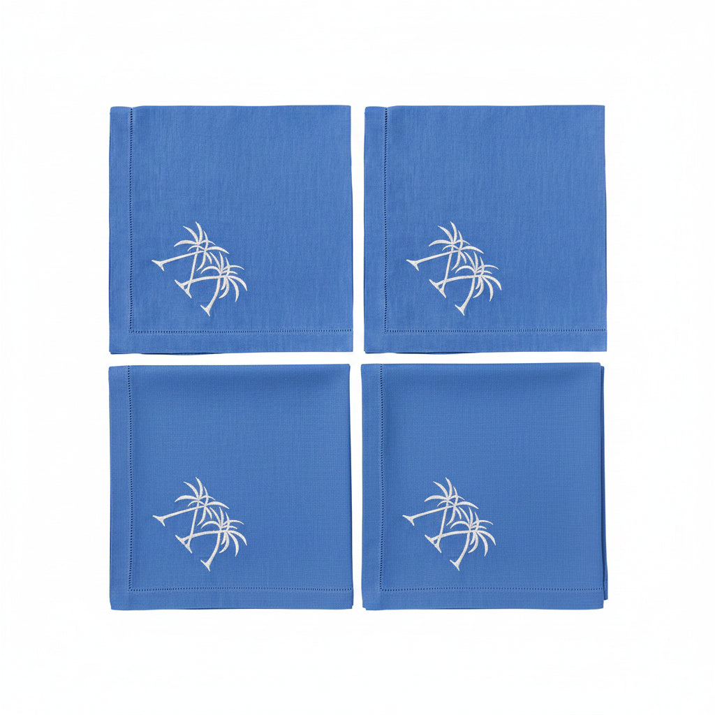 Embroidered Linen Table Napkins Palms - Quick Ship