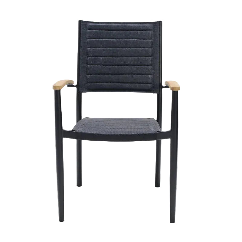 Portals Aluminum Stacking Arm Chair (Dark) - Quick Ship