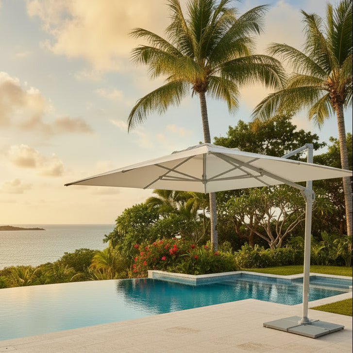 Pavone Cantilever Parasol w/ Canopy - 9.8x13.1ft - QUICK SHIP
