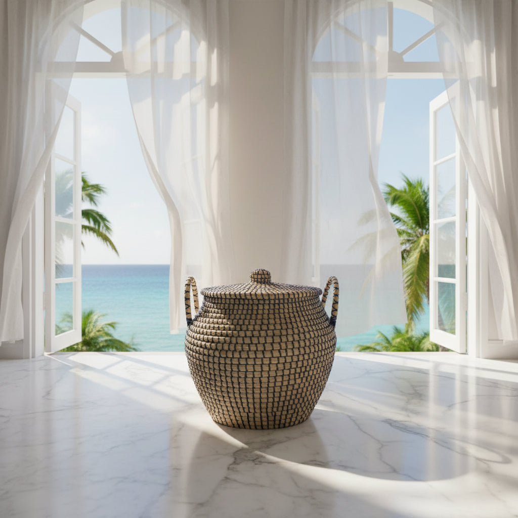 Seagrass Storage Basket - Blue