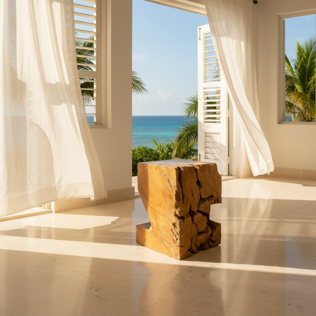 East Java Teak Side Cube - Natural