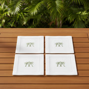 Embroidered Linen Cocktail Napkins Palms - Quick Ship