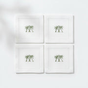 Embroidered Linen Cocktail Napkins Palms - Quick Ship