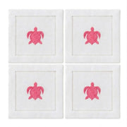Embroidered Linen Cocktail Napkins Turtle - Quick Ship
