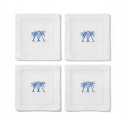 Embroidered Linen Cocktail Napkins Palms - Quick Ship