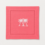 Embroidered Linen Cocktail Napkins Palms - Quick Ship