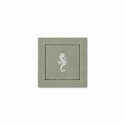 Embroidered Linen Cocktail Napkins Seahorse - Quick Ship