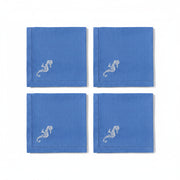 Embroidered Linen Table Napkins SEAHORSE - Quick Ship