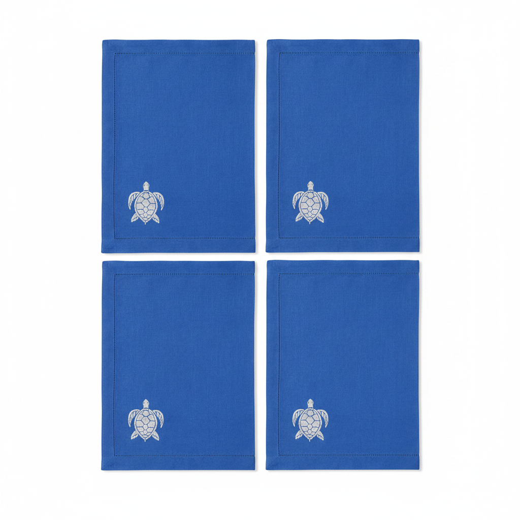 Embroidered Linen Placemats Turtle - Quick Ship