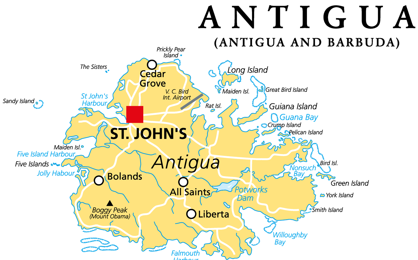 Antigua island delivery map
